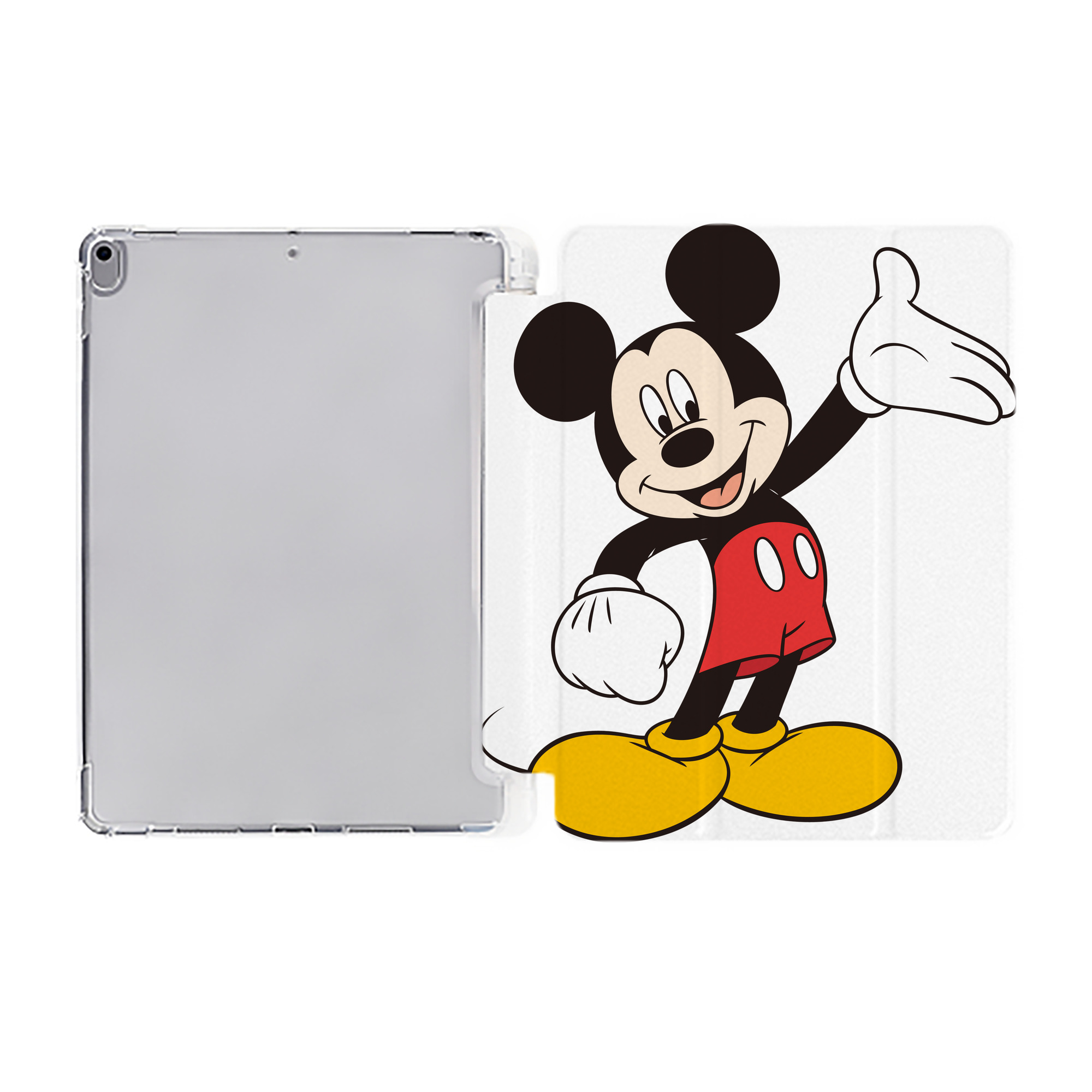 （画像用） ミッキーマウス Mickey Mouse IPad ケース ペン収納付き 三つ折りスタンド PUレザー×シリコン 対応機種9.5/10.5/10.9インチ